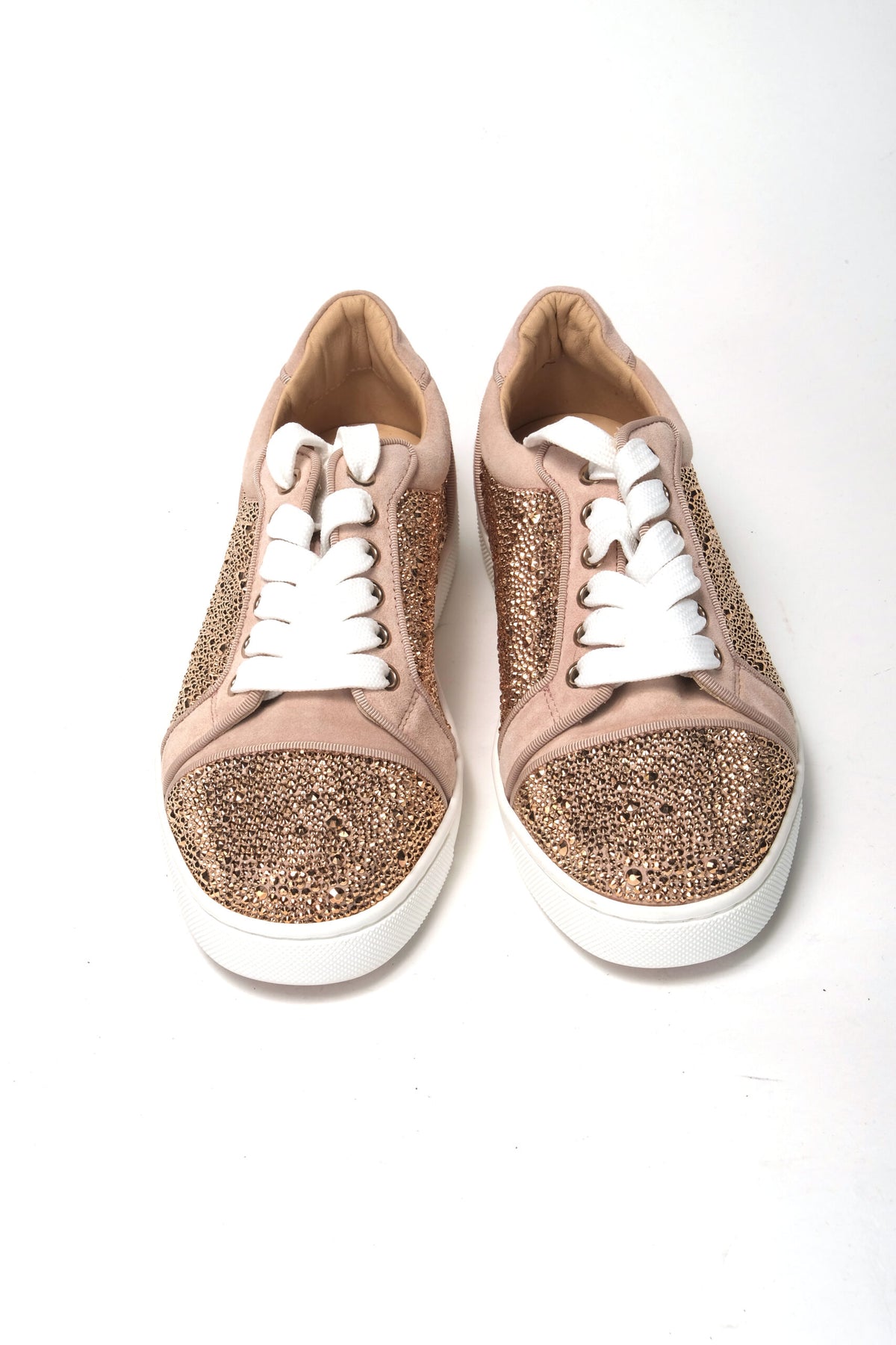 Christian Louboutin Antoinette Rose Gold Embellished Sneakers