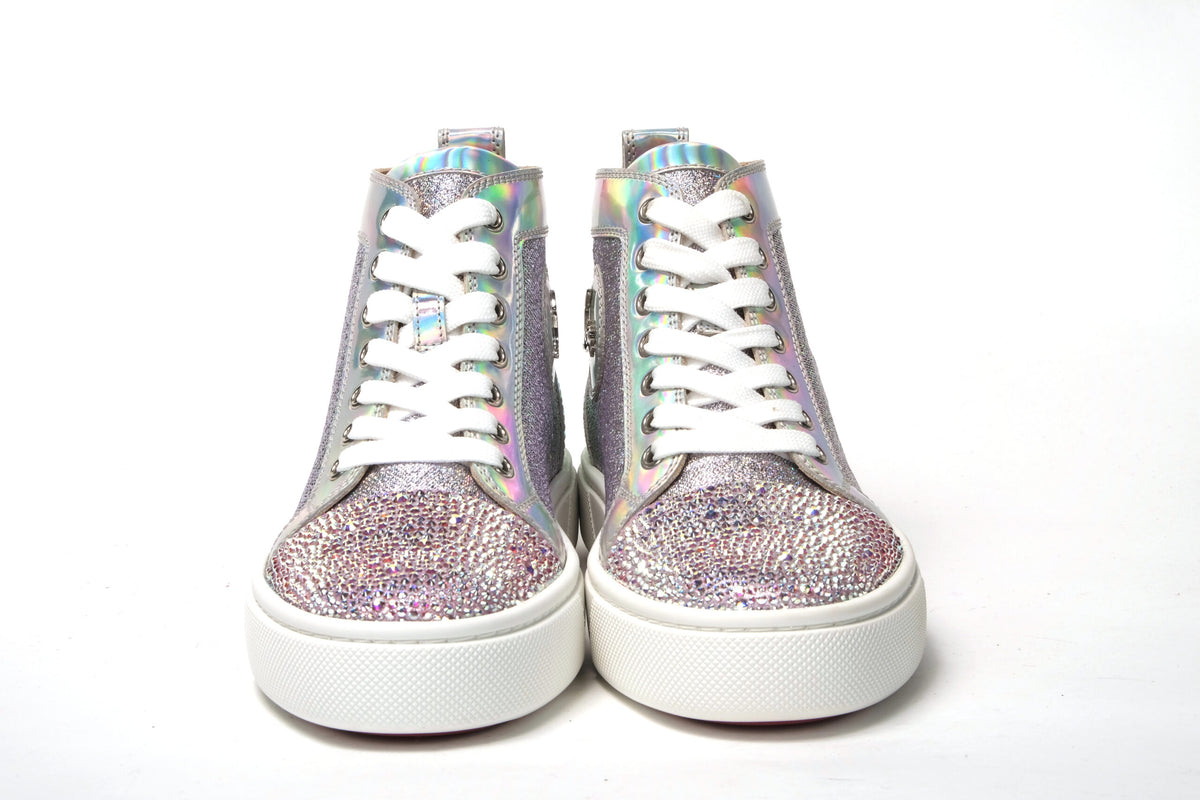 Christian Louboutin AB/Silver Super Lou Strass Fla Sneakers