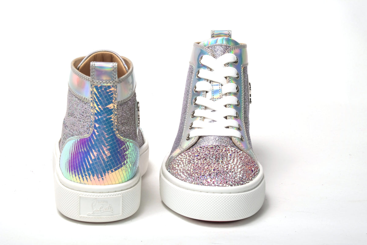 Christian Louboutin AB/Silver Super Lou Strass Fla Sneakers