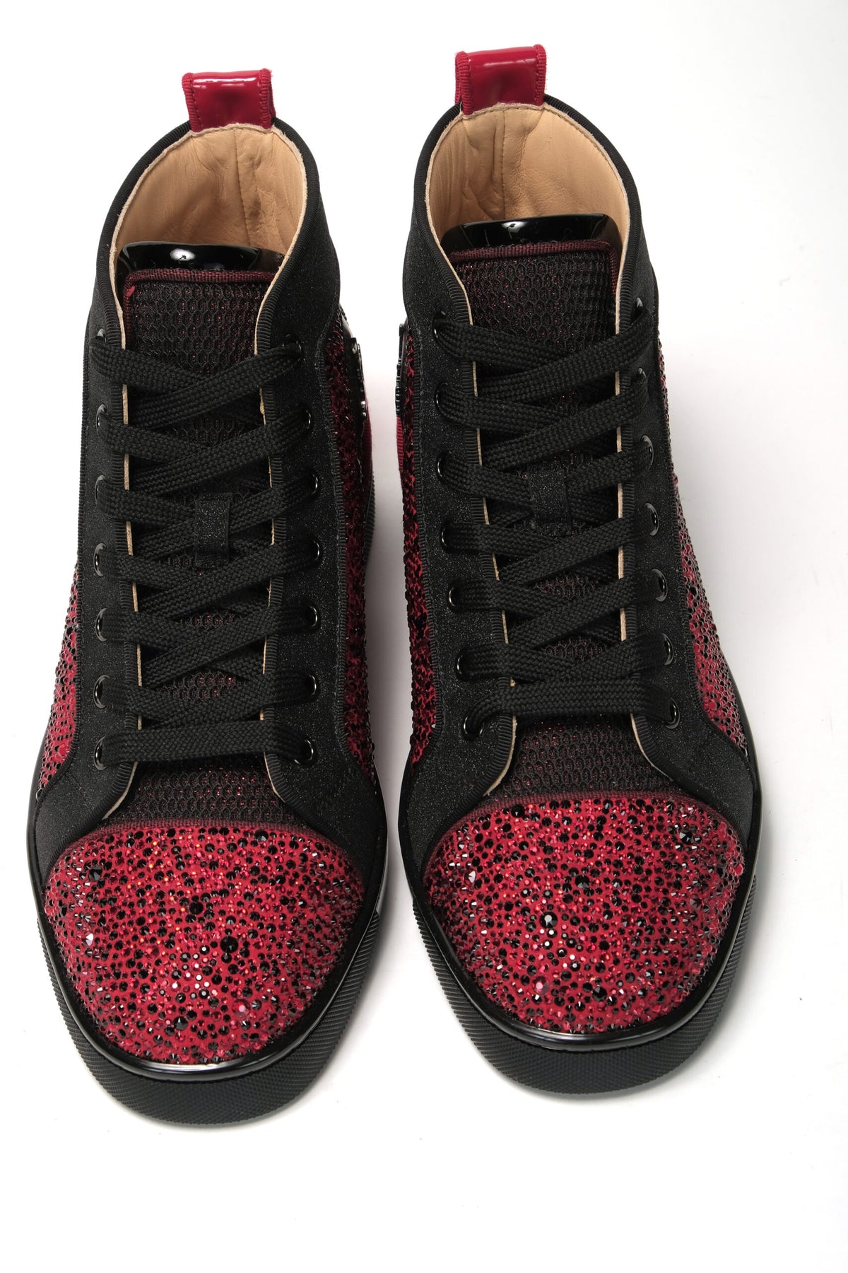 Christian Louboutin Red Black Louis Junior Spikes Sneaker Shoes