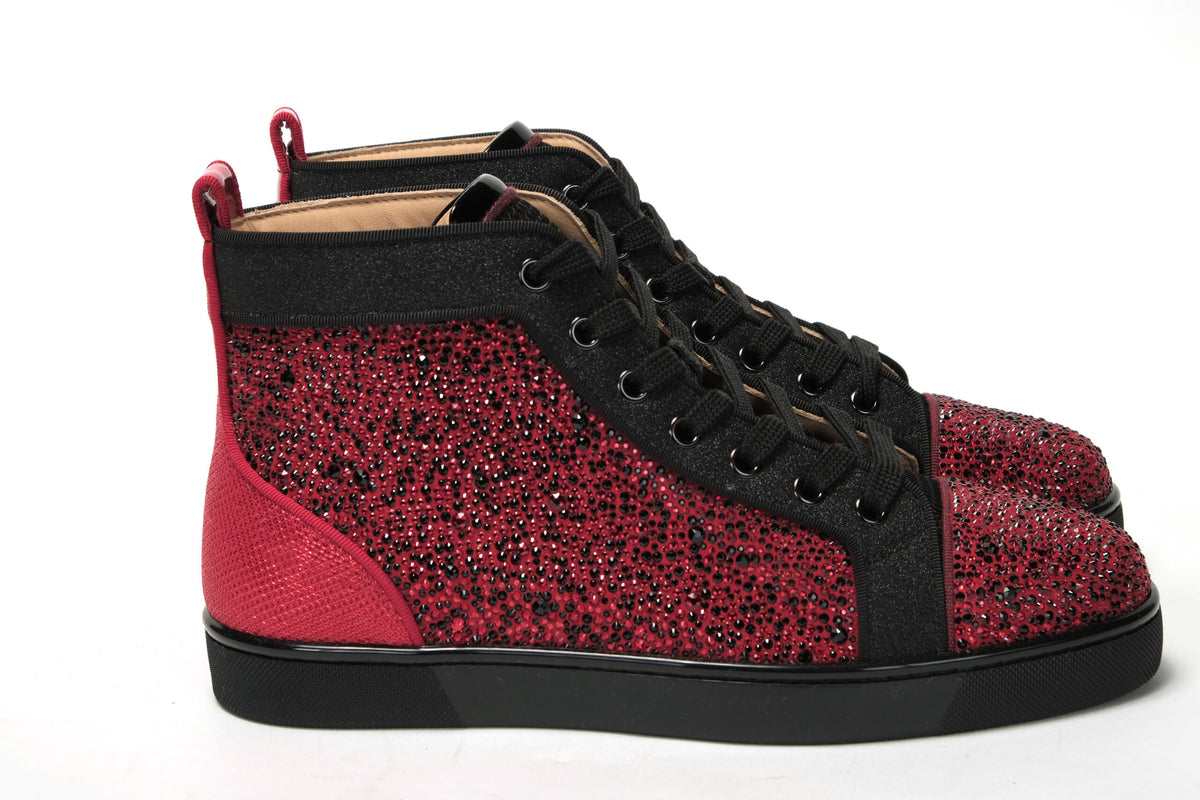 Christian Louboutin Red Black Louis Junior Spikes Sneaker Shoes