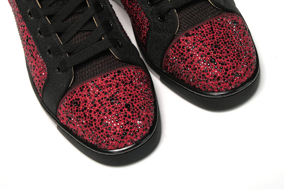 Christian Louboutin Red Black Louis Junior SpikesSneaker Shoes