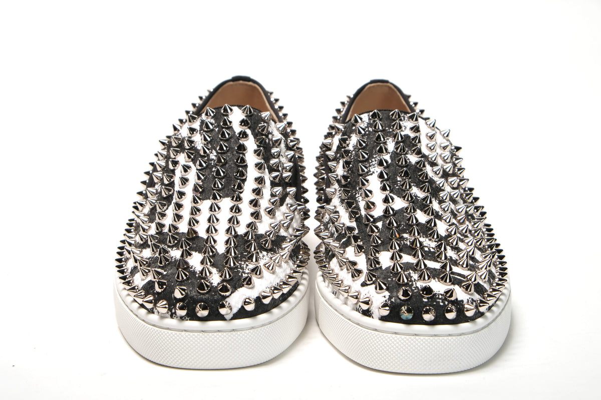 Christian Louboutin White Black Sv Roller Boat Flat Shoes