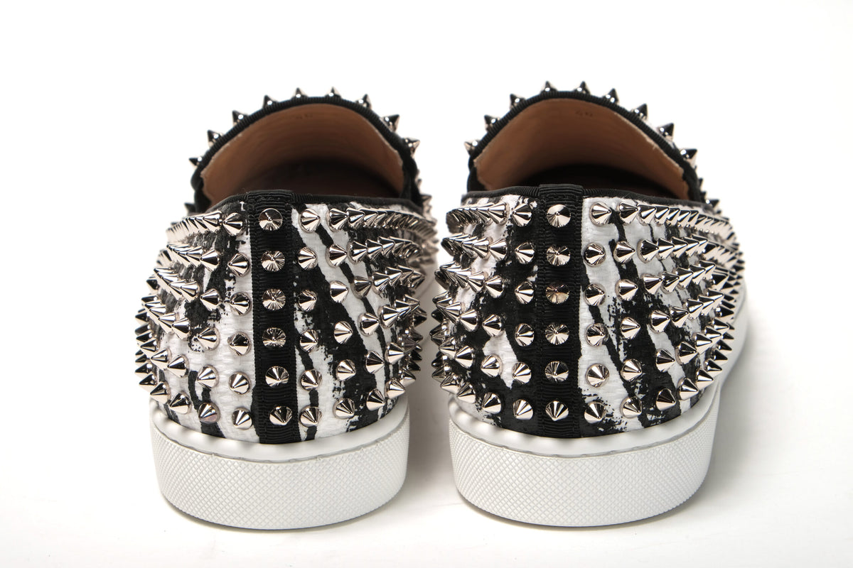 Christian Louboutin White Black SV Roller Boat Flat Shoes