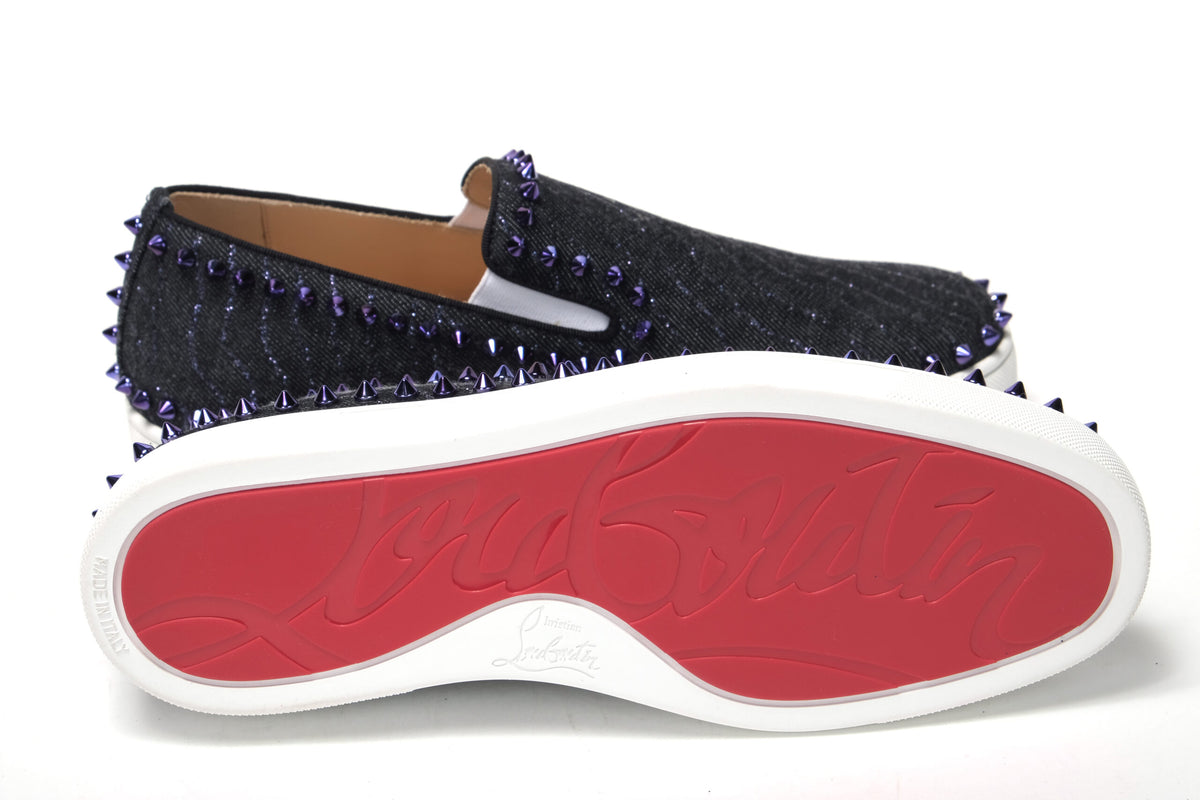 Christian Louboutin Navy/Electro with Cock Boat Flat Shoes