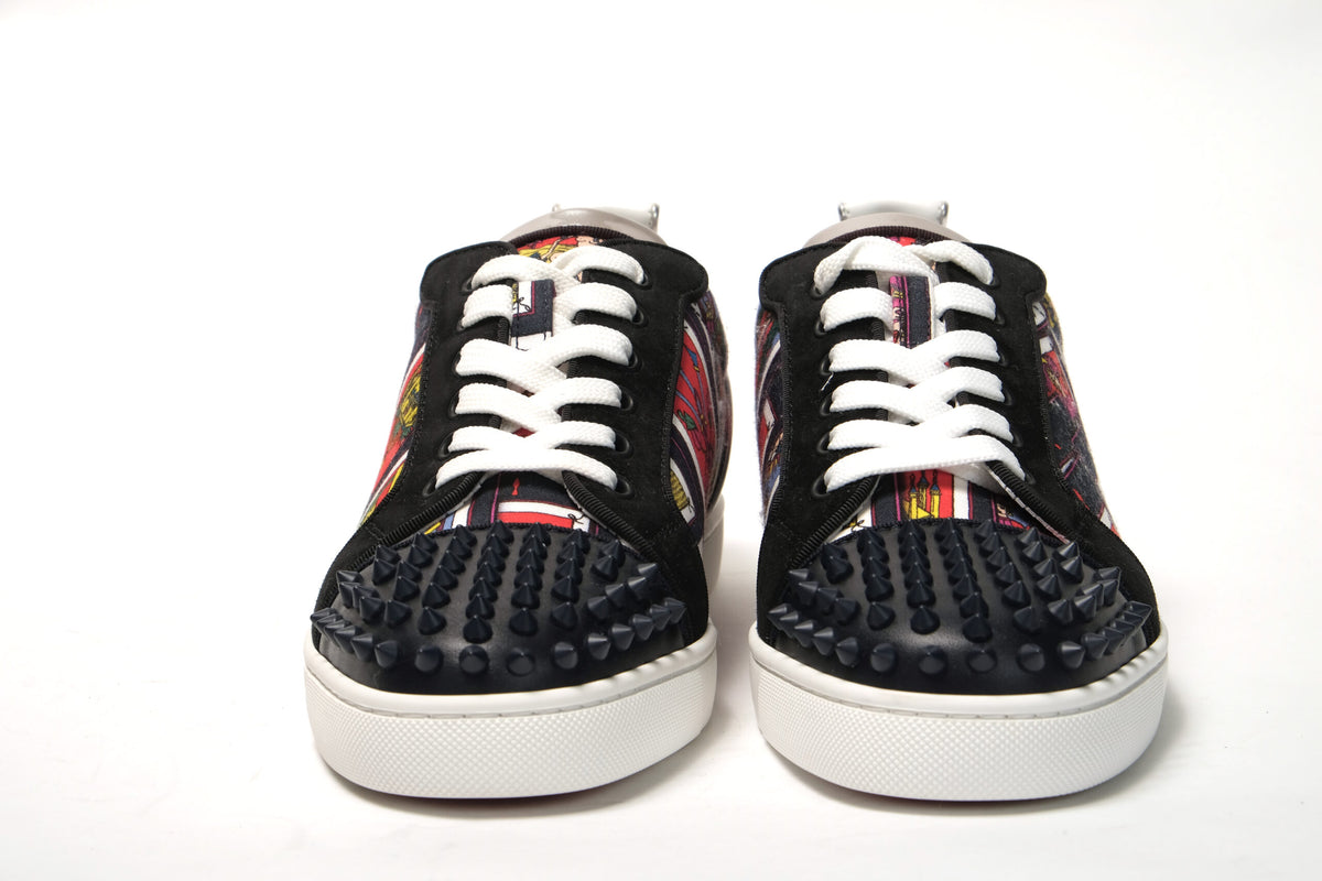 Christian Louboutin Black Multi/Marine Mat Louis Junior Spikes Shoes