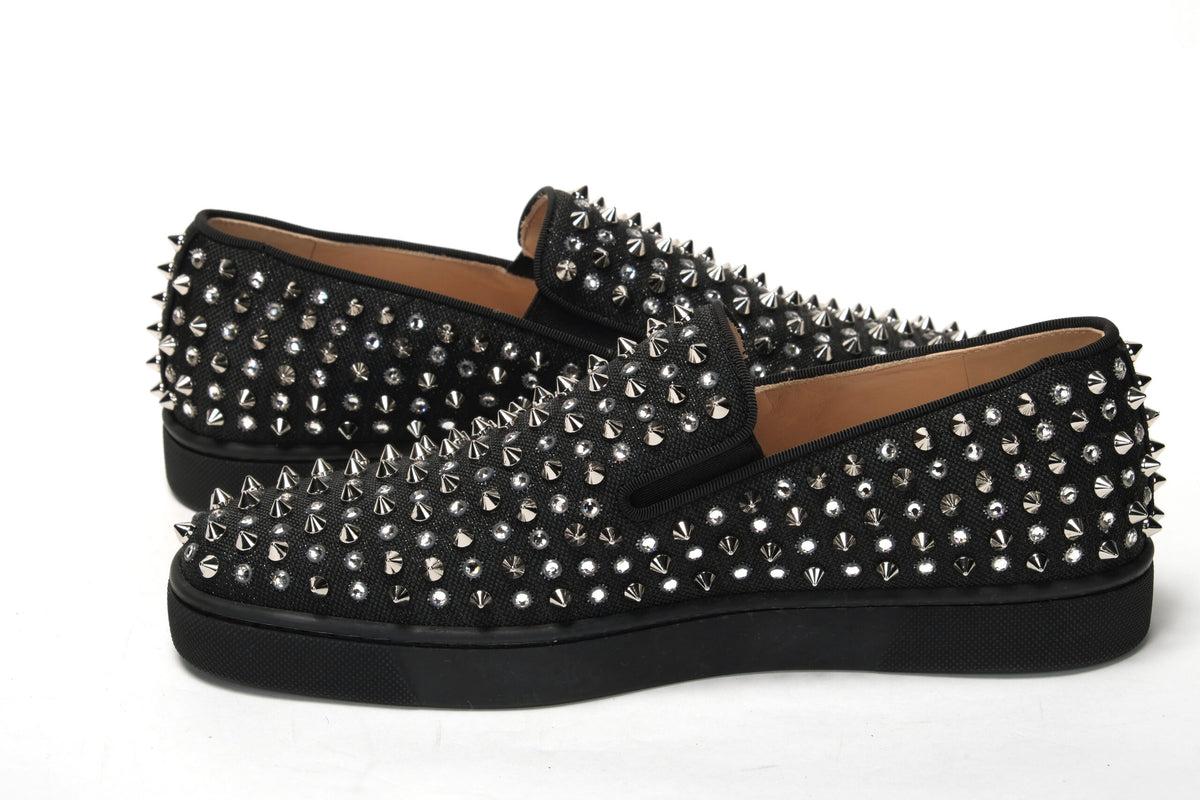 Christian Louboutin Black/Crystal SV Version Roller 1C1S Flat Shoes