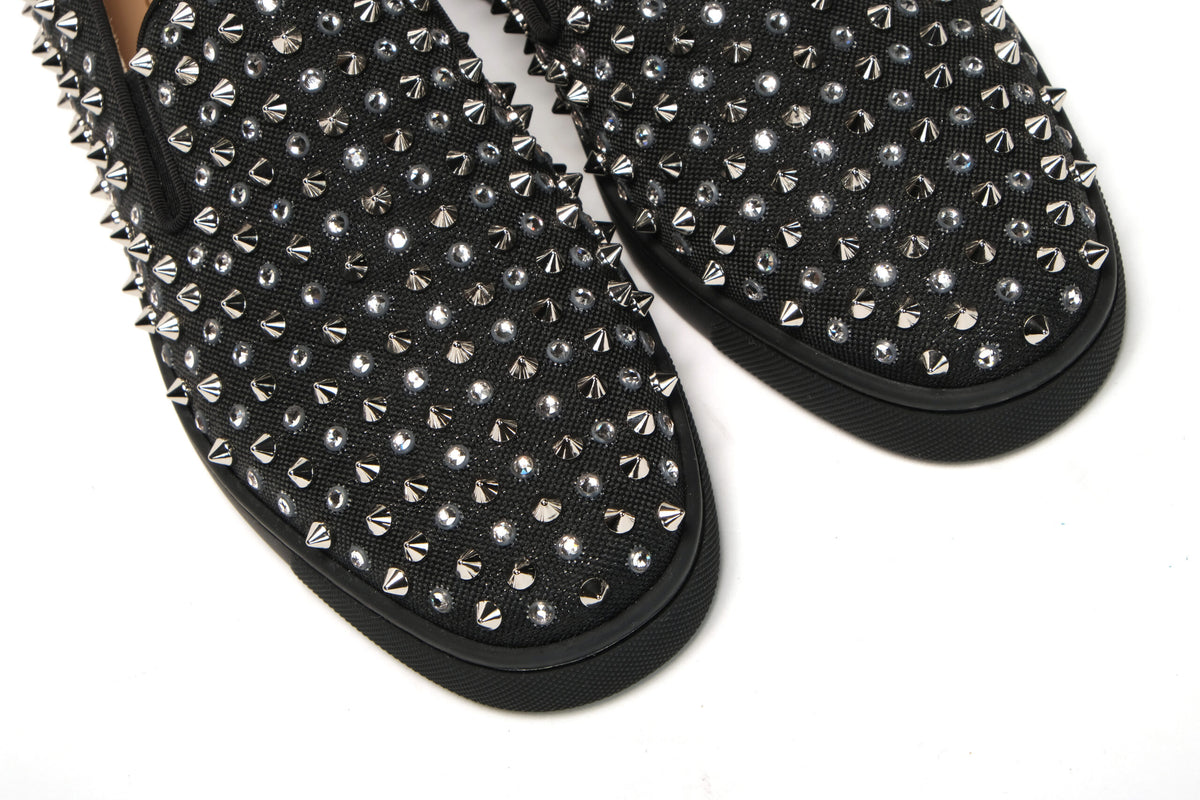 Christian Louboutin Black/Crystal SV Version Roller 1C1S Flat Shoes