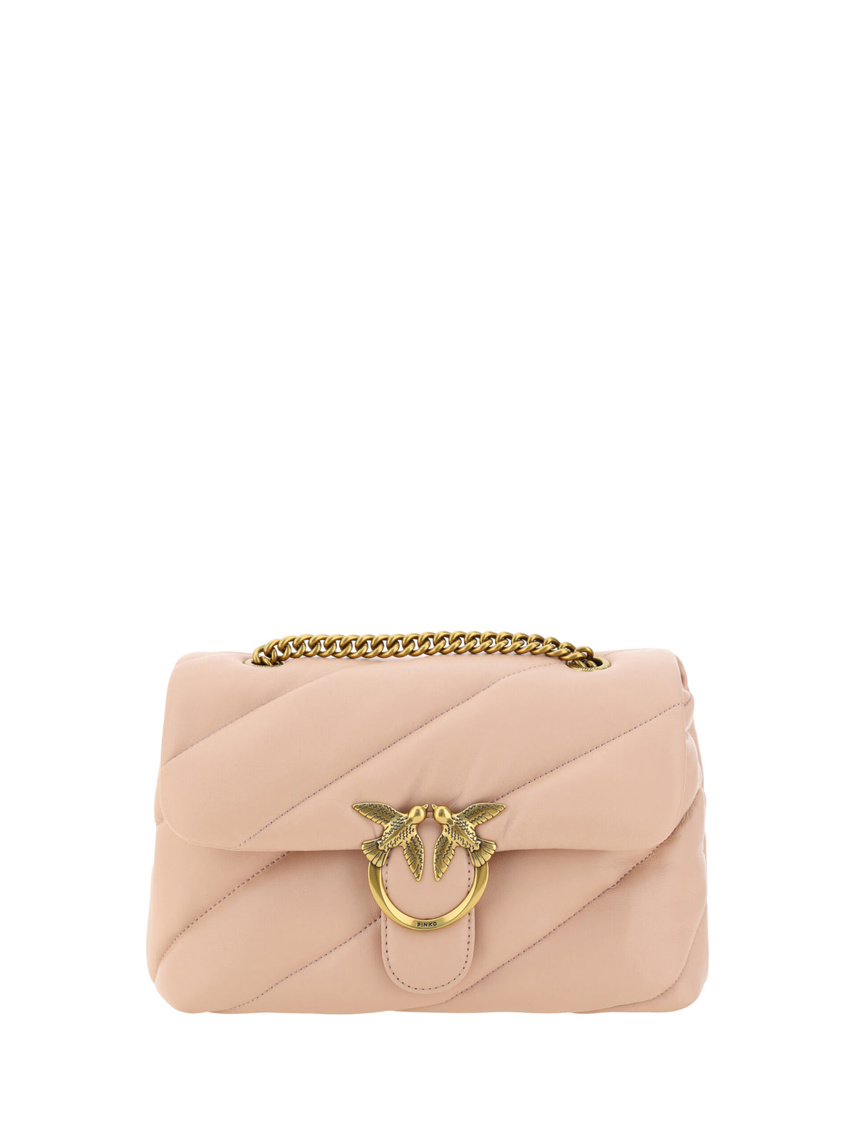 Pinko Pink Calf Leather Love Classic Shoulder Bag