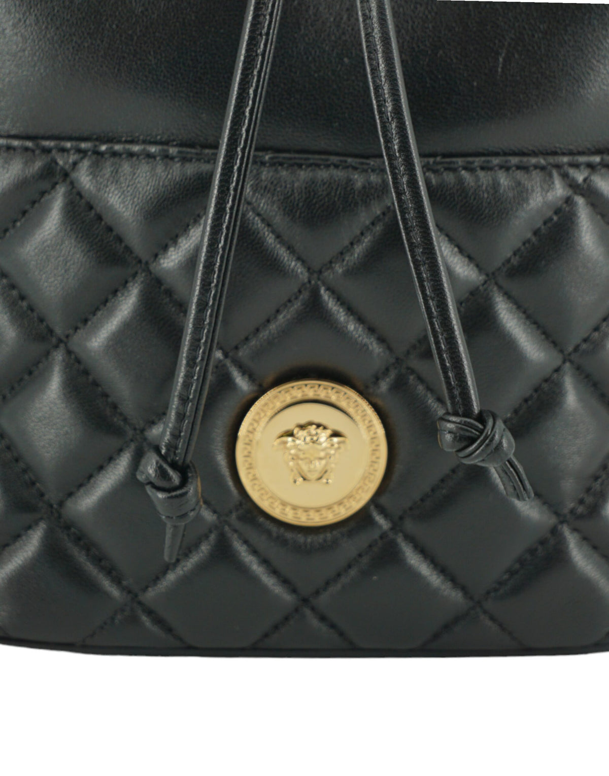 Versace Black Calf Leather Small Bucket Shoulder Bag