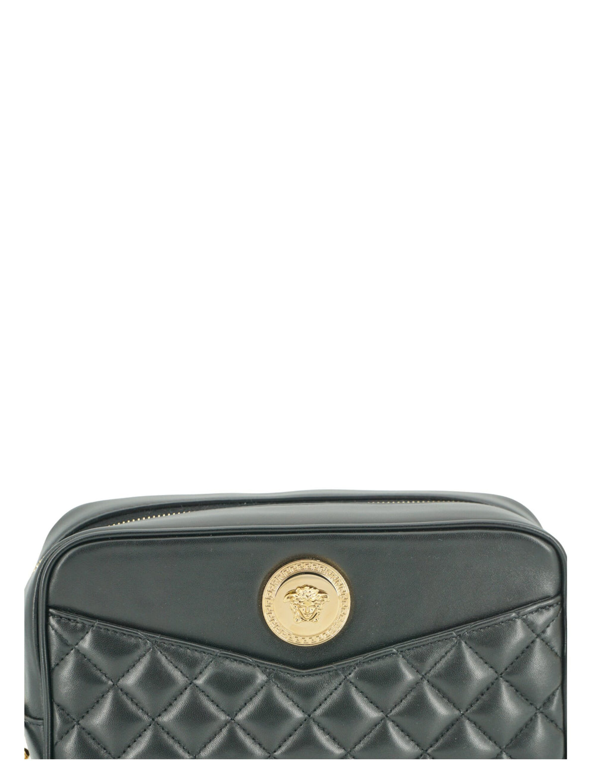 Versace Black Lamb Leather Medium Camera Shoulder Bag