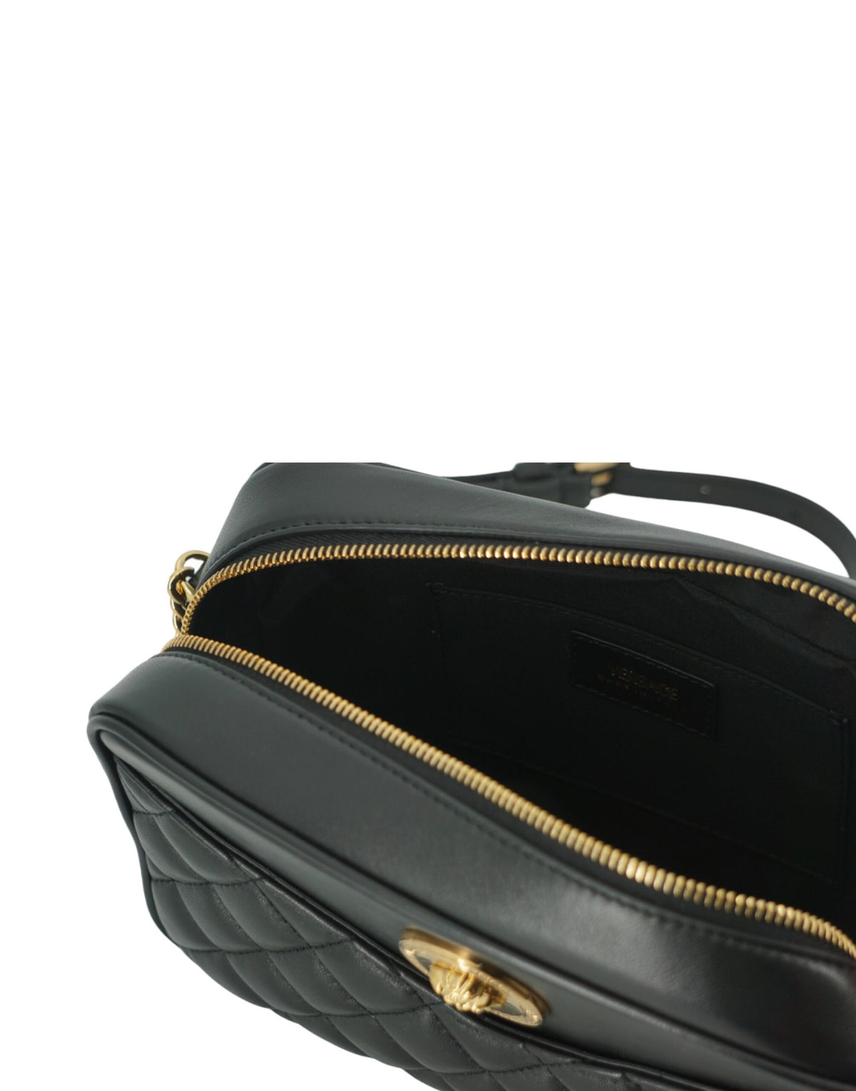 Versace Black Lamb Leather Medium Camera Shoulder Bag