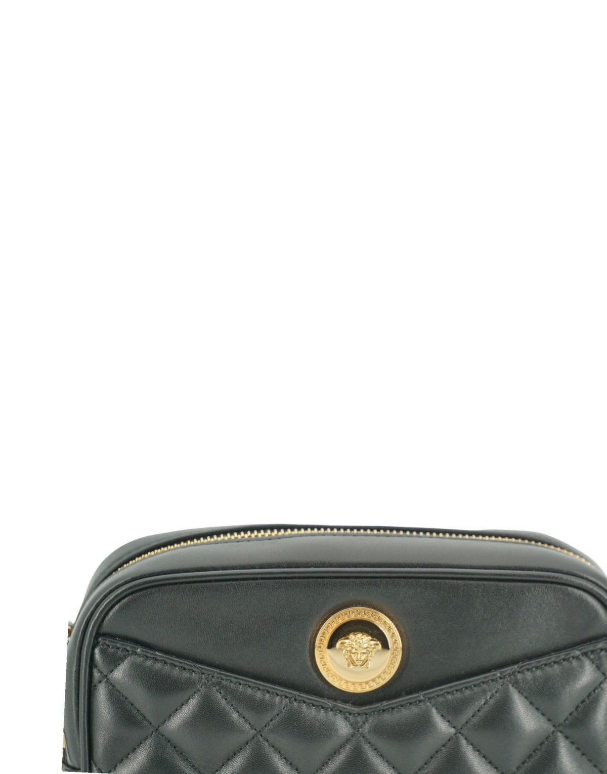 Versace Black Lamb Leather Small Camera Crossbody Bag