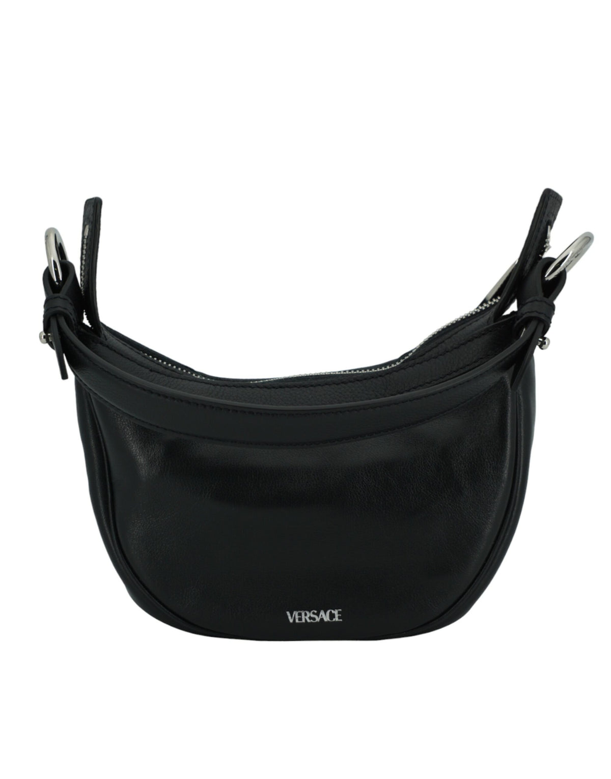 Versace Black Calf Leather Hobo Mini Shoulder Bag