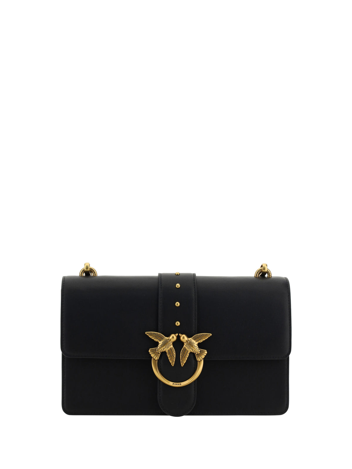 Pinko Black Leather Love One Classic Shoulder Bag