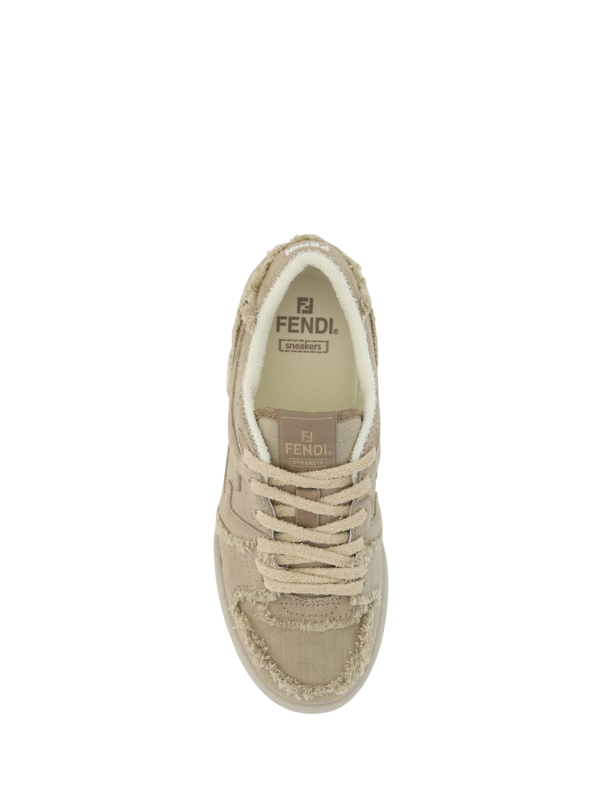 Fendi Gray Calf Leather Low Top Sneakers