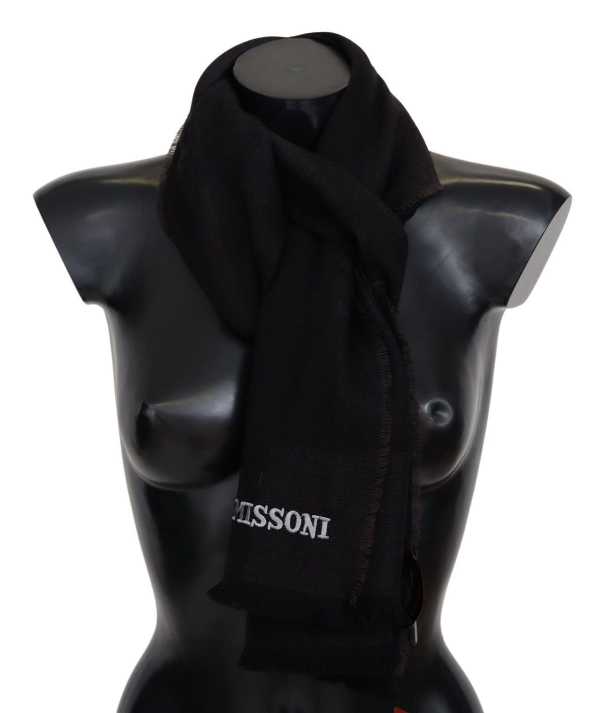 Missoni Elegant Black Wool Scarf With Logo Embroidery