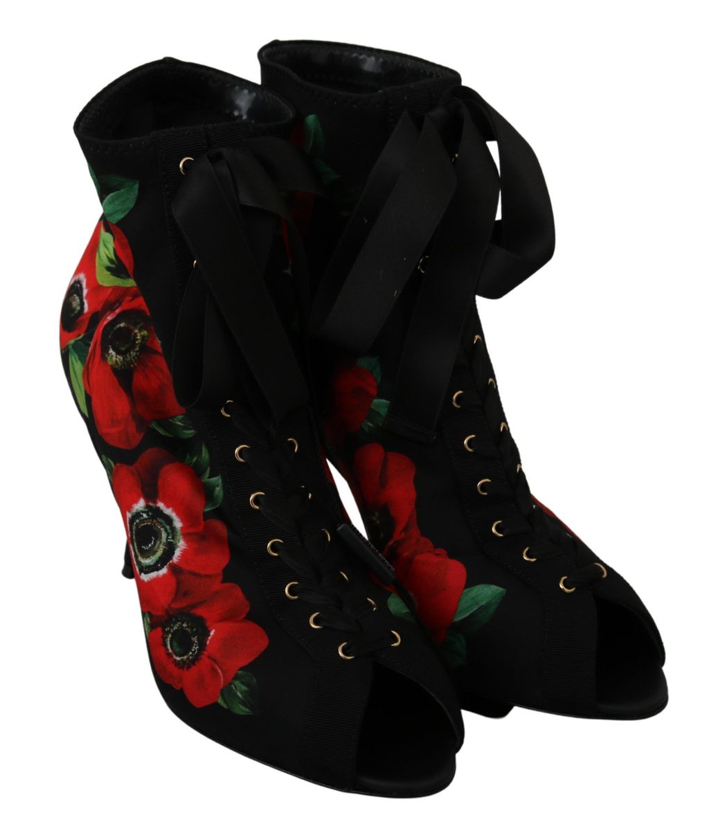 Dolce & Gabbana Elegant Floral Heel Booties