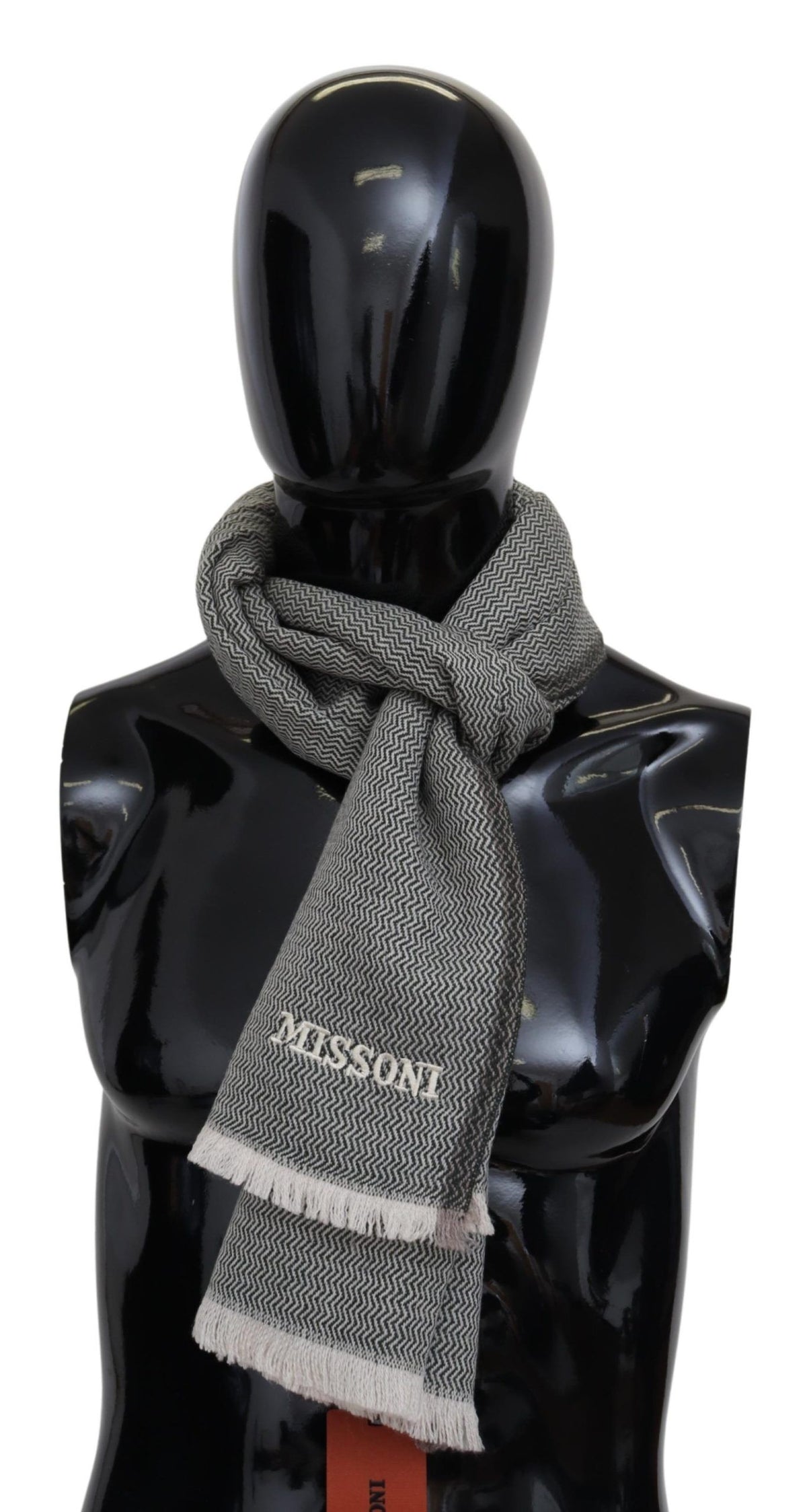 Missoni Plush Zigzag Cashmere Scarf in Gray