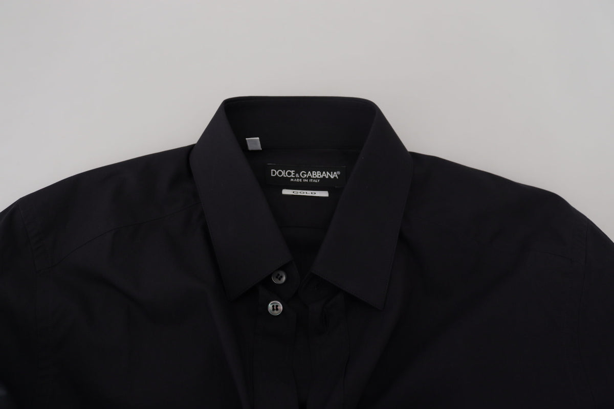 Dolce & Gabbana Elegant Slim Fit Black Cotton Dress Shirt