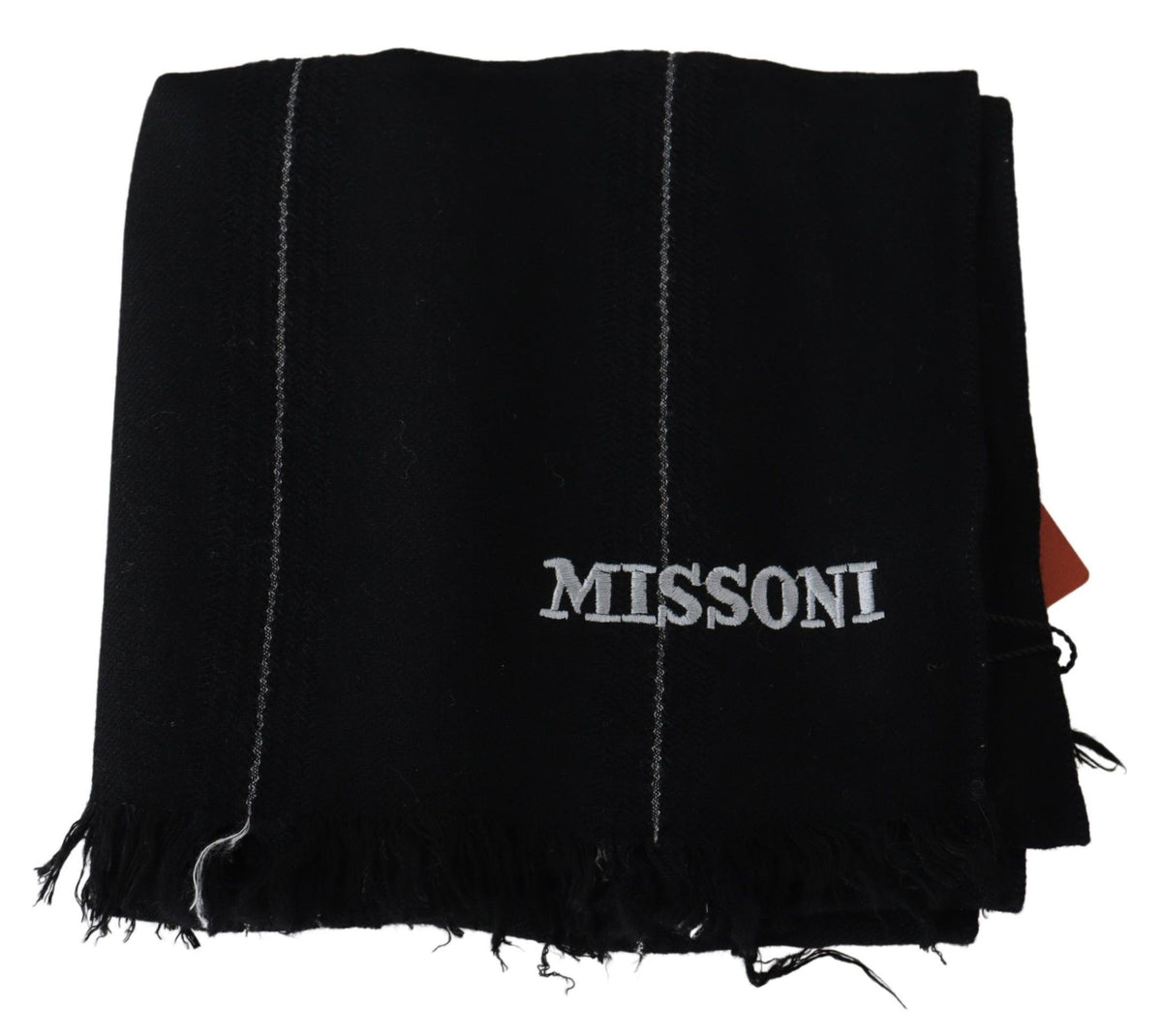 Missoni Elegant Black Wool Scarf With Logo Embroidery