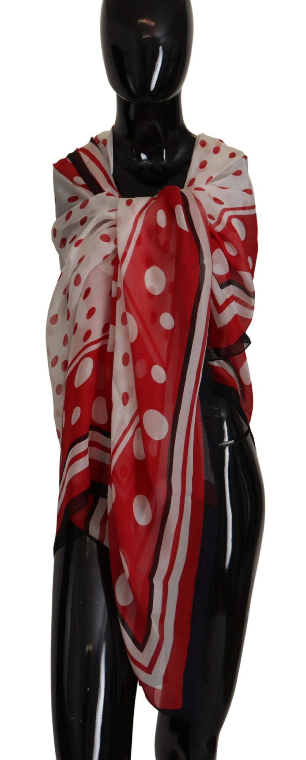 Dolce & Gabbana Polka Dots Elegance Silk Shawl Wrap Scarf