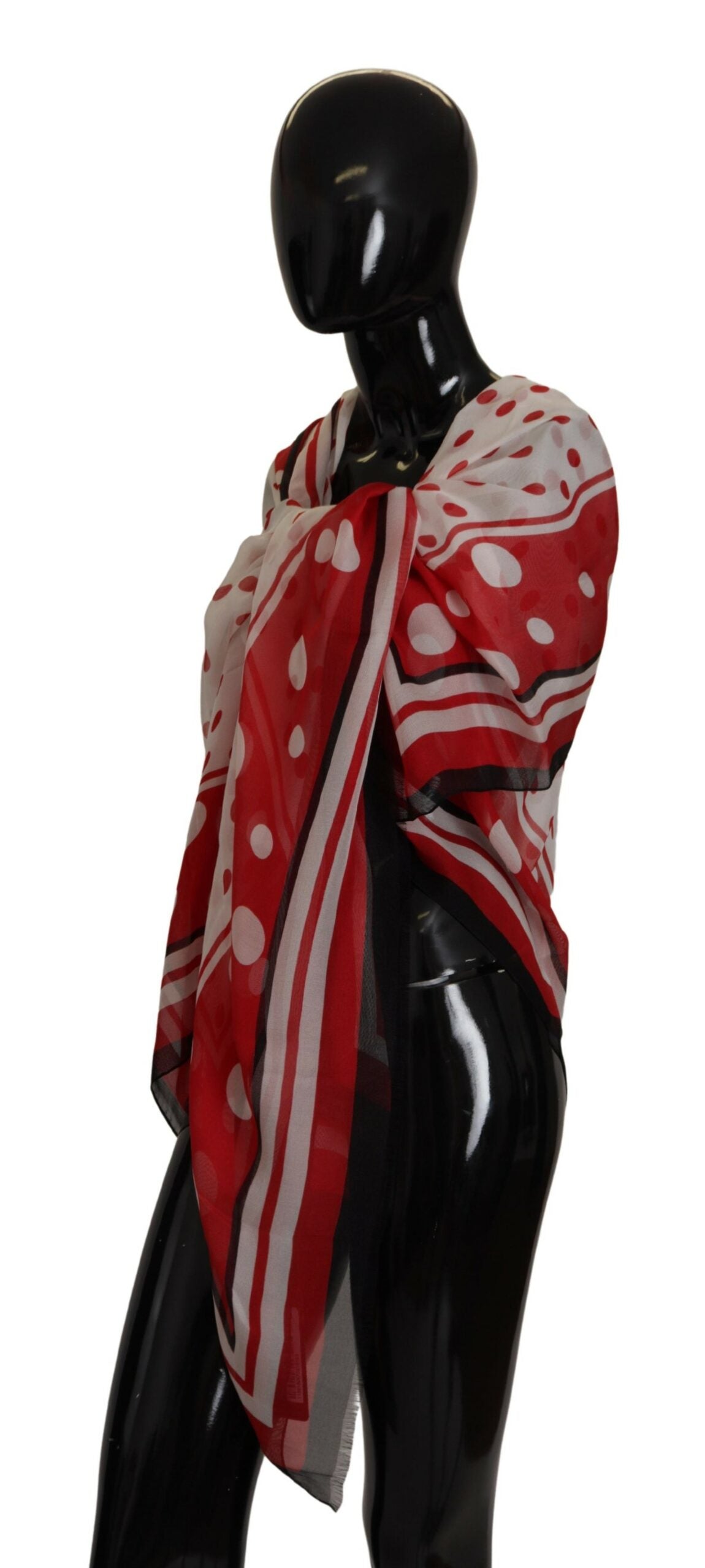 Dolce & Gabbana Polka Dots Elegance Silk Shawl Wrap Scarf