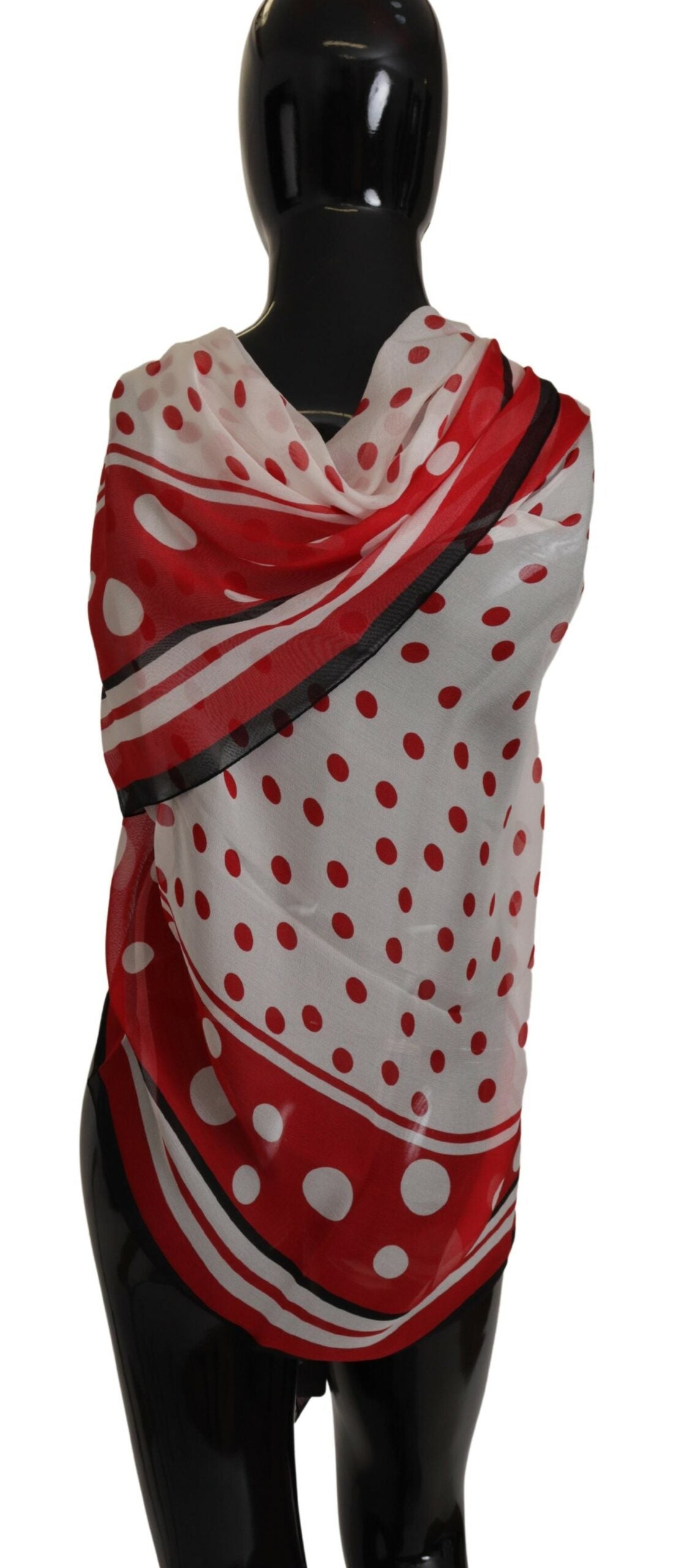 Dolce & Gabbana Polka Dots Elegance Silk Shawl Wrap Scarf