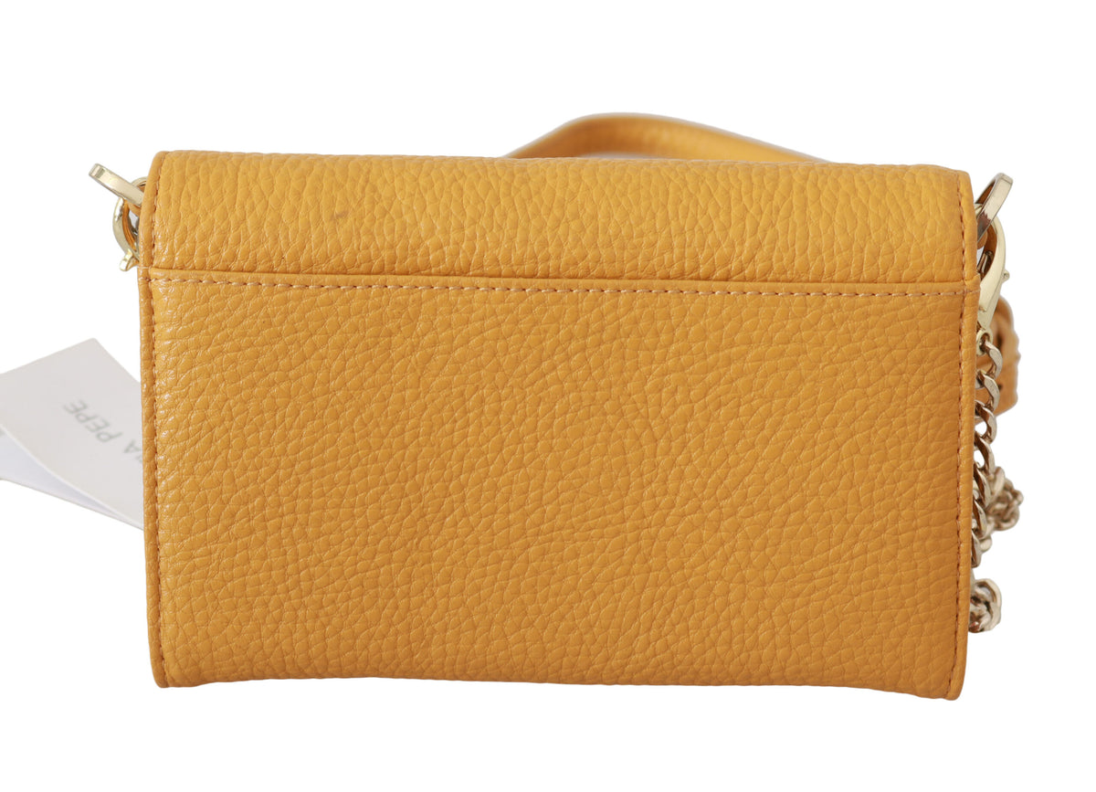 Patrizia Pepe Chic Yellow Leather Shoulder Bag