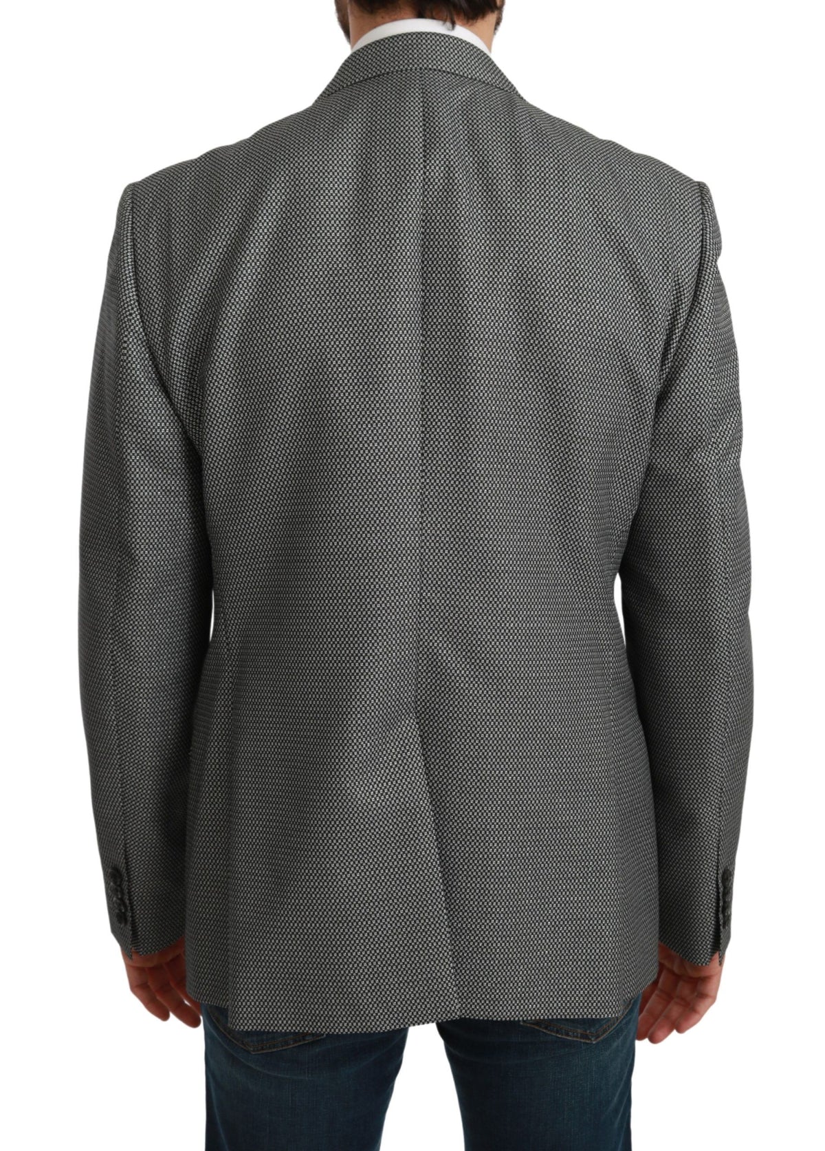 Dolce & Gabbana Elegant Gray Fantasy Pattern Slim Fit Blazer