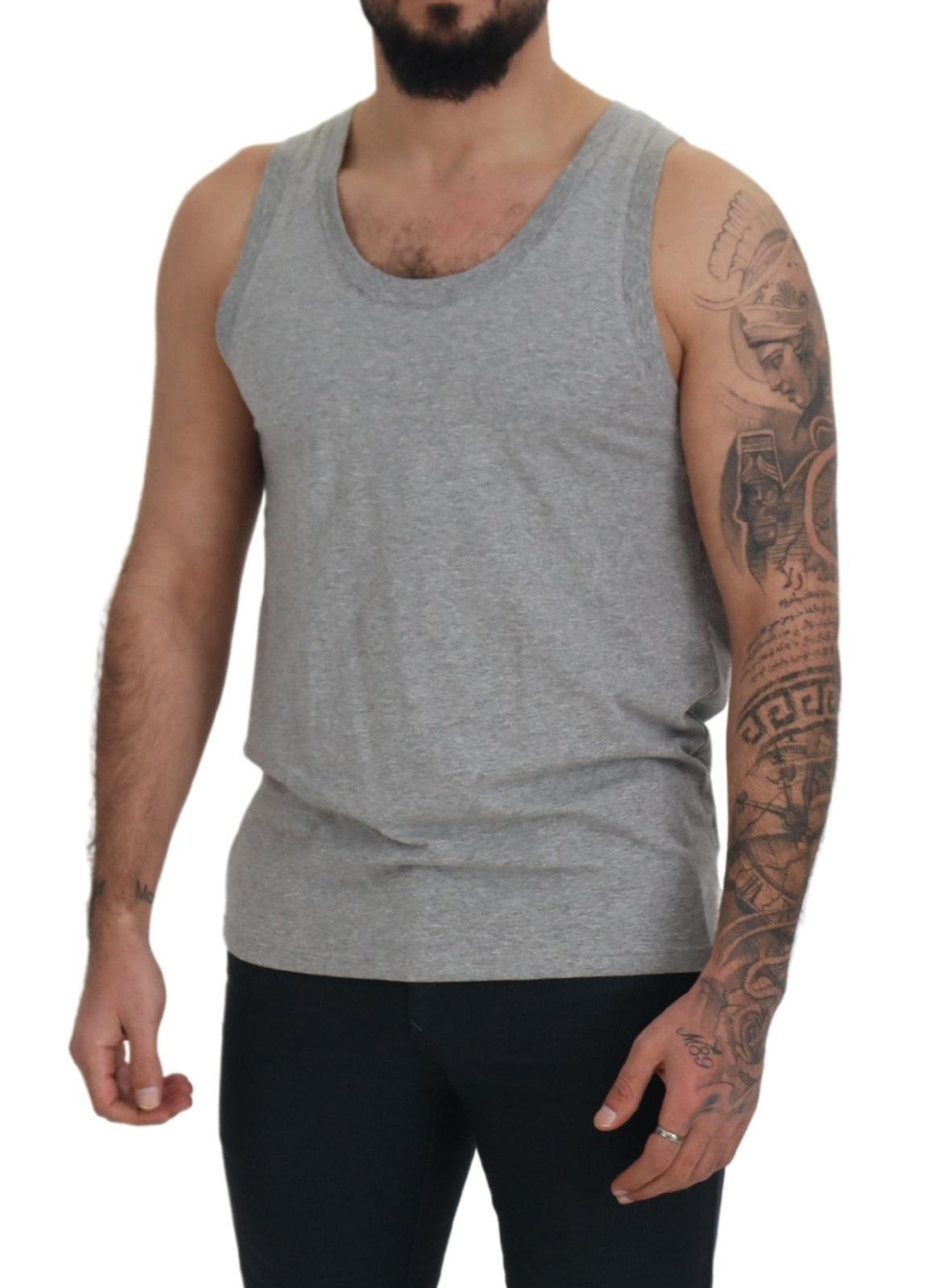 Dolce & Gabbana Elegant Gray Cotton Tank Top Tee