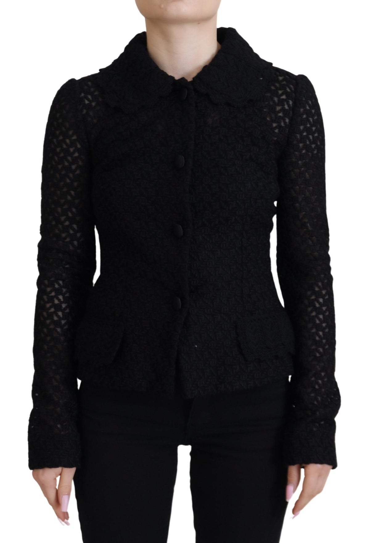 Dolce & Gabbana Elegant Black Wool Blend Button Down Jacket