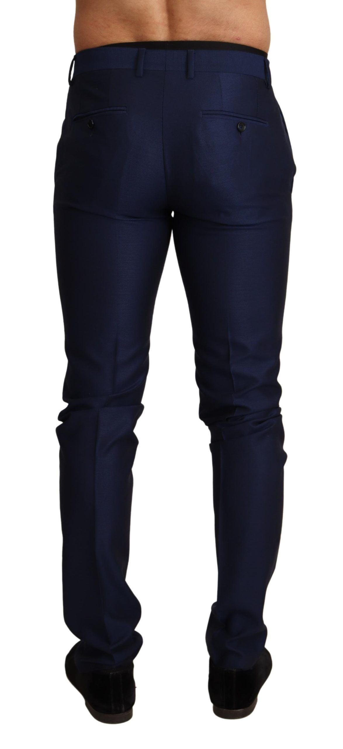 Dolce & Gabbana Elegant Navy Slim Fit Men's Wool Trousers