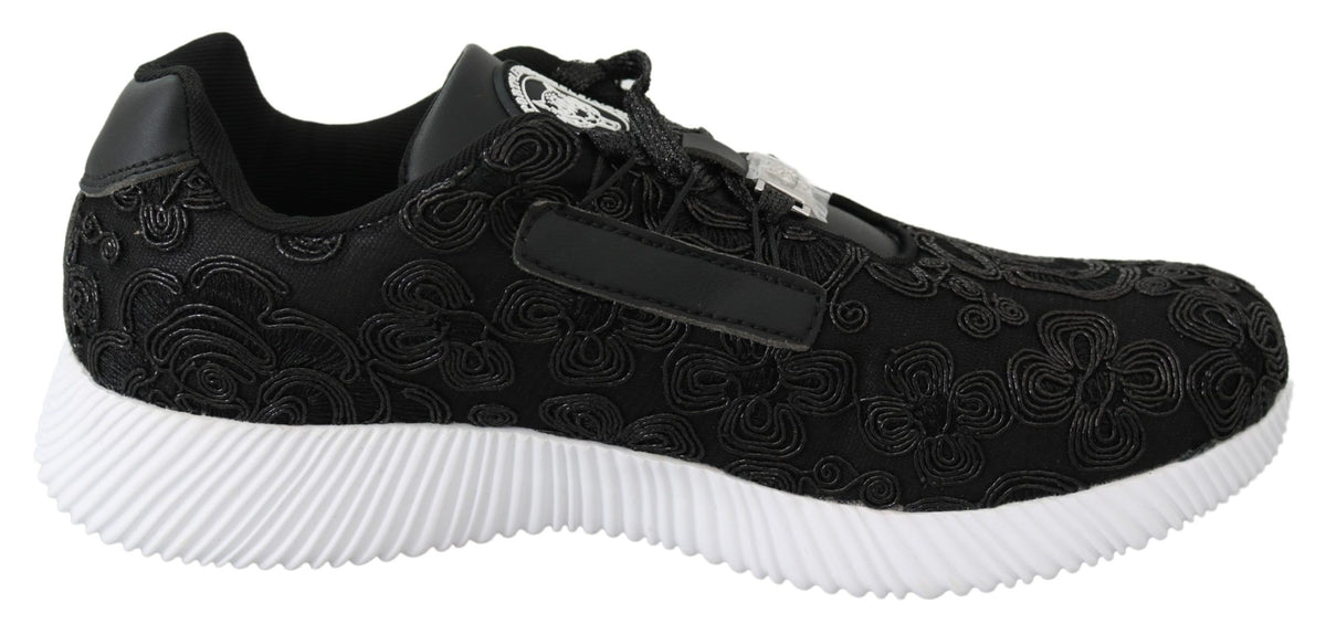 Plein Sport Black Polyester Runner Joice Sneakers Shoes