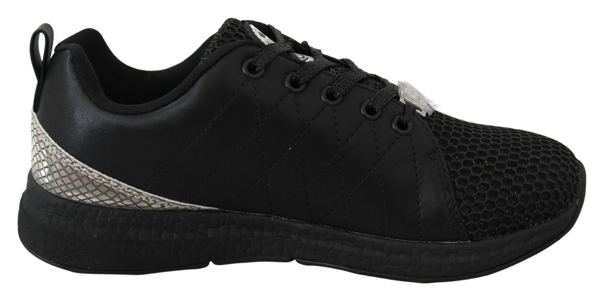 Plein Sport Black Polyester Runner Gisella Sneakers Shoes