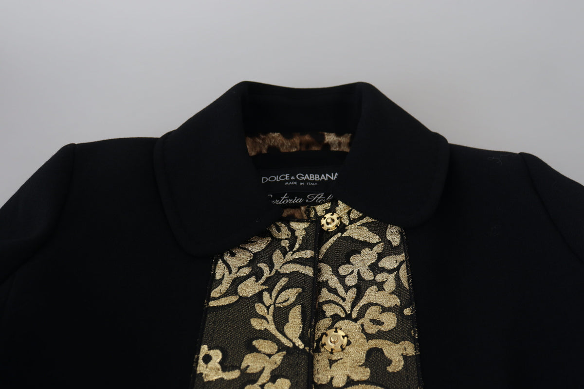 Dolce & Gabbana Elegant Gold Black Jacquard Trench Coat