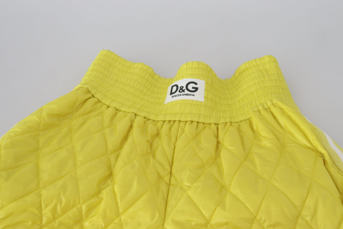 Dolce & Gabbana Chic High Waist Quilted Yellow Shorts