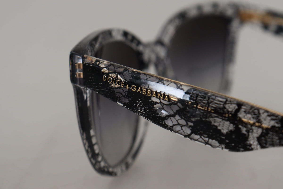 Dolce & Gabbana Elegant White Lace Applique Sunglasses