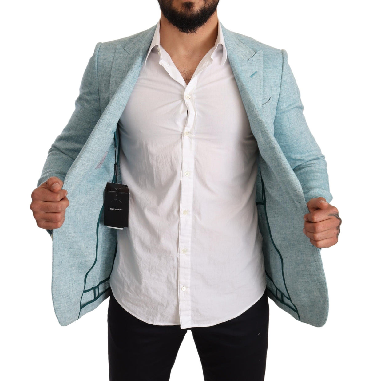 Dolce & Gabbana Elegant Light Blue Linen Blazer