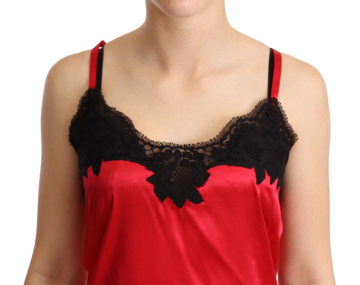 Dolce & Gabbana Enchanting Red Silk Blend Lace Camisole