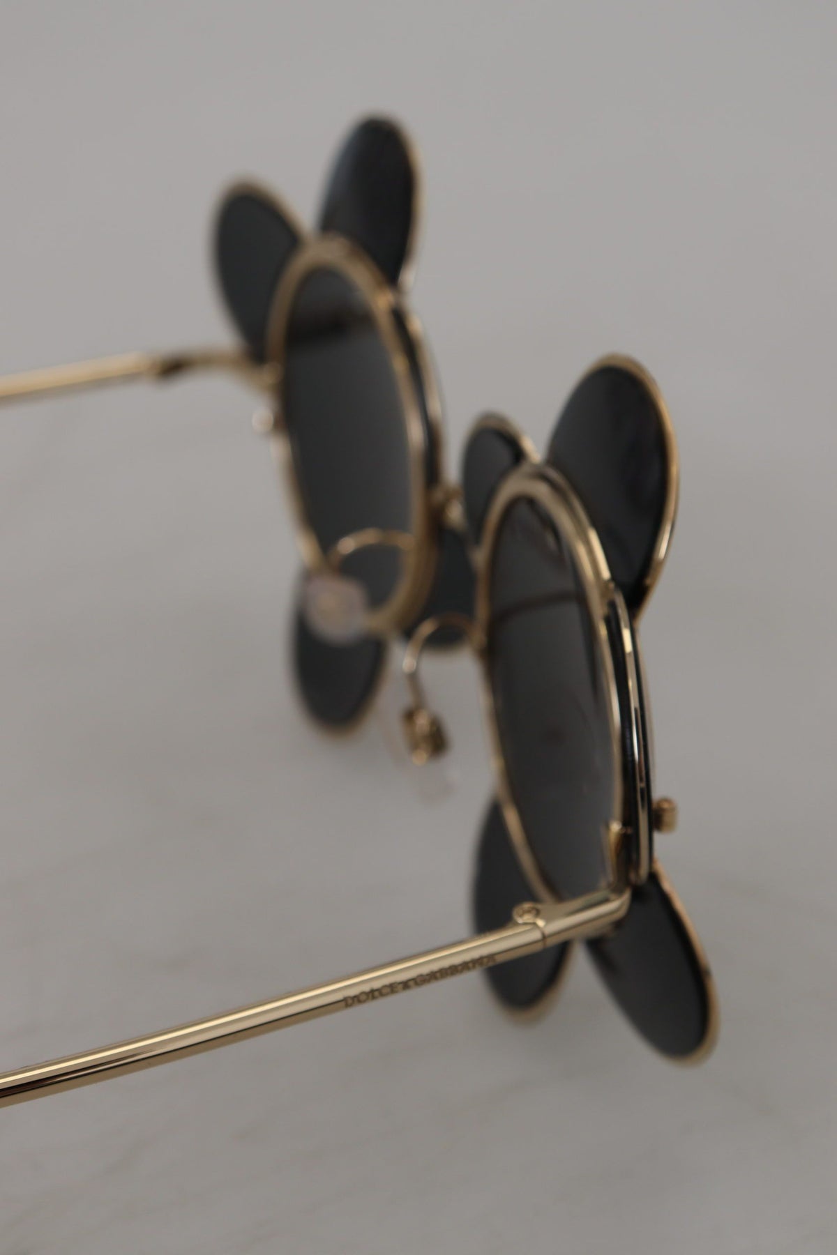 Dolce & Gabbana Chic Floral-Formed Black and Gold Sunglasses