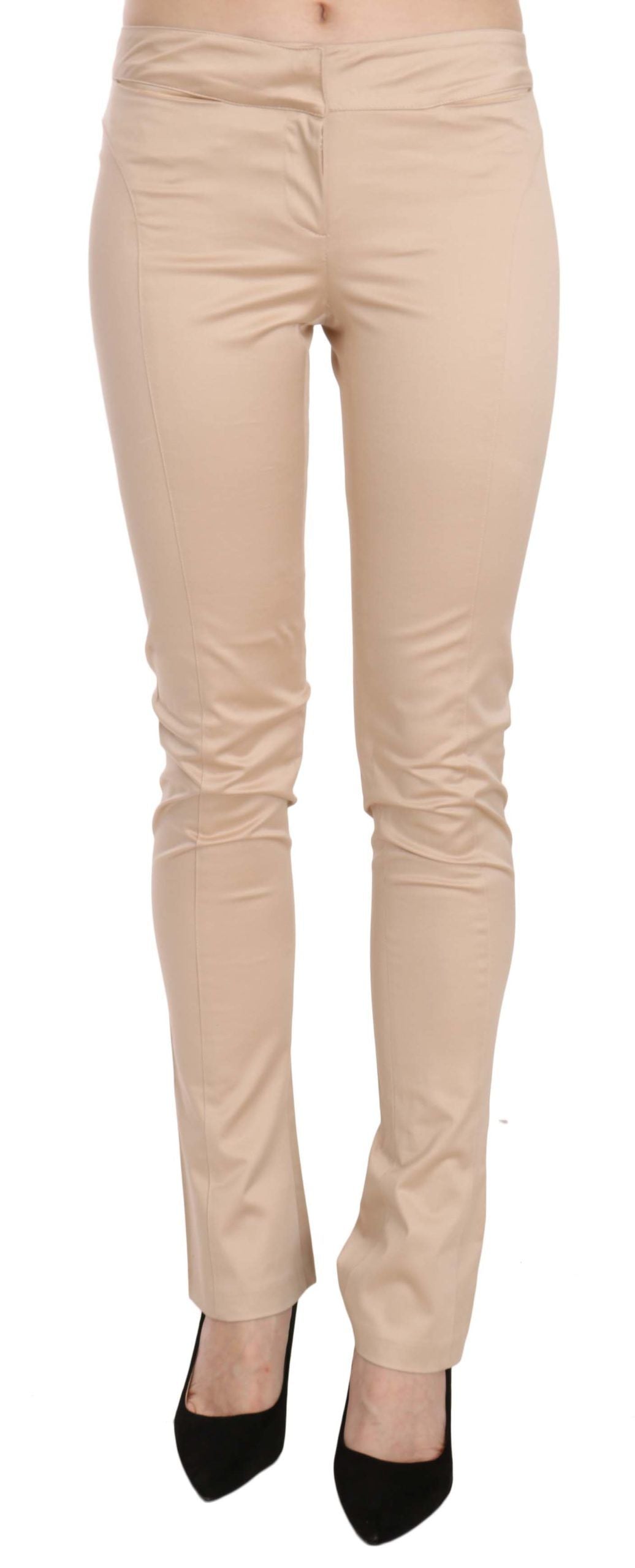 Just Cavalli Elegant Cream Low Waist Skinny Trousers