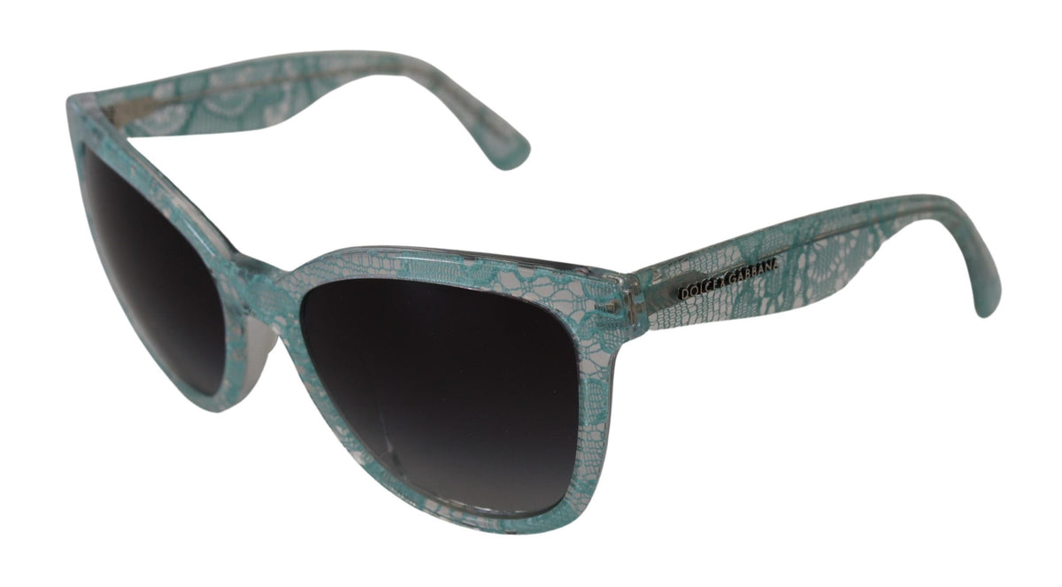 Dolce & Gabbana Elegant Blue Lace-Crystal Sunglasses