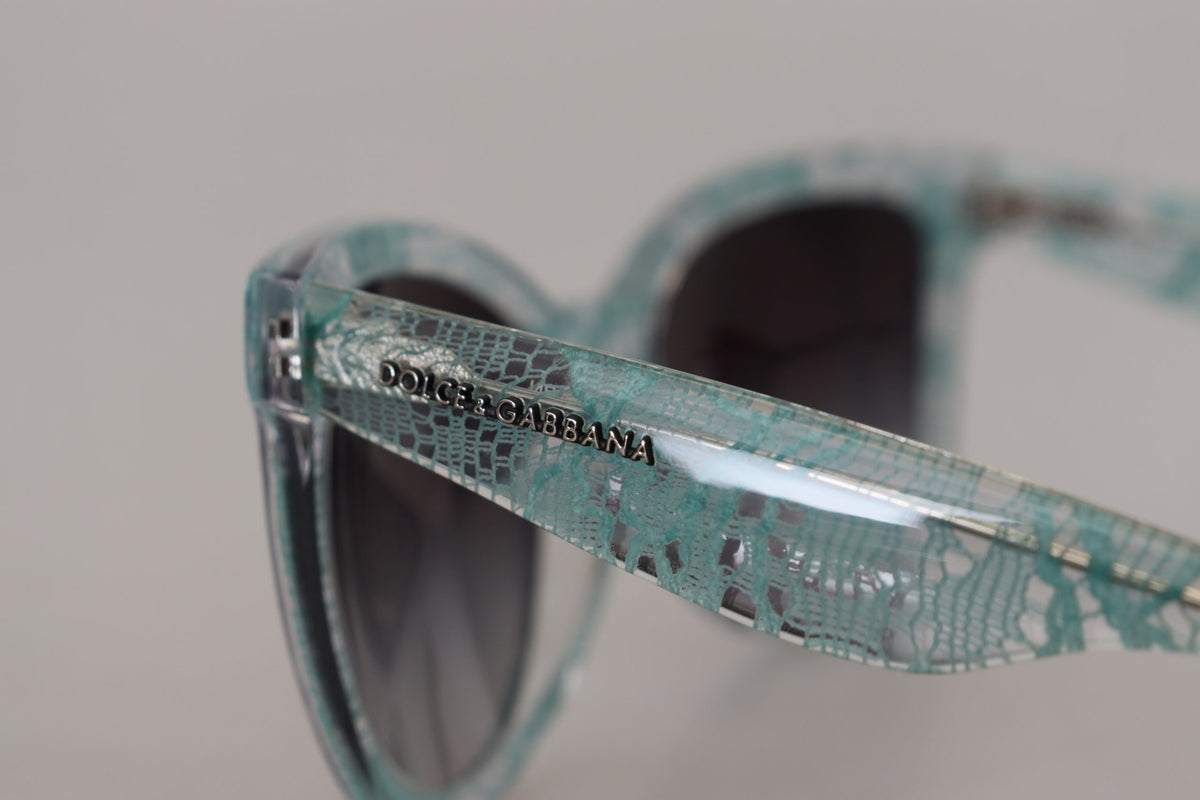 Dolce & Gabbana Elegant Blue Lace-Crystal Sunglasses