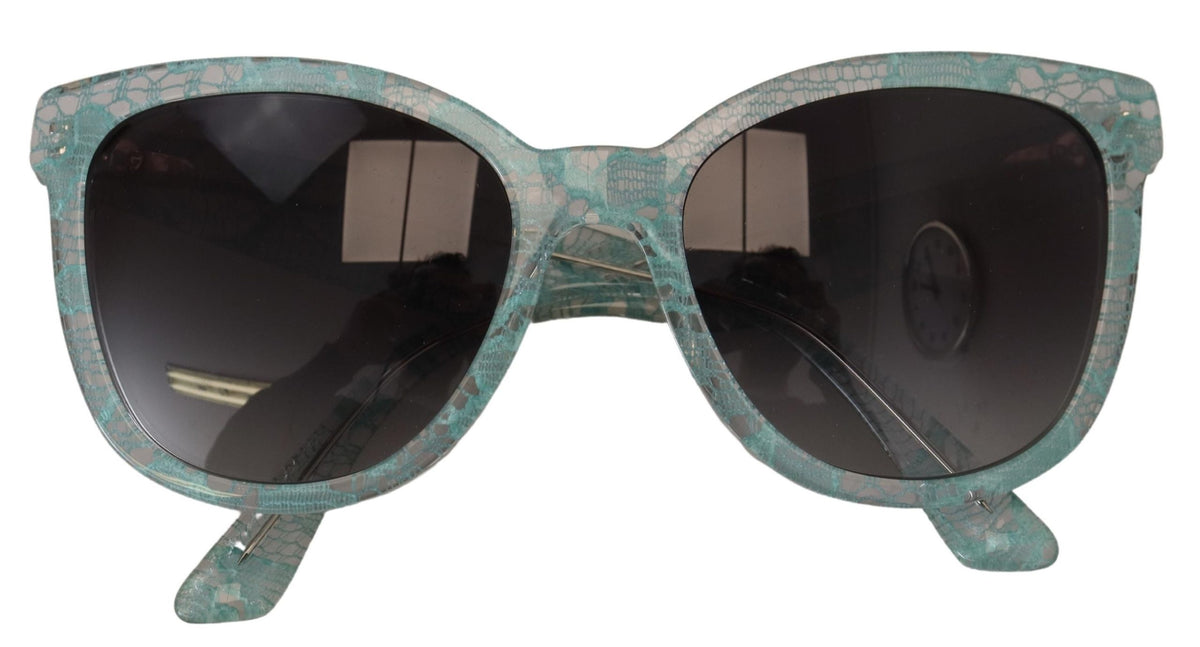 Dolce & Gabbana Elegant Blue Lace-Crystal Sunglasses