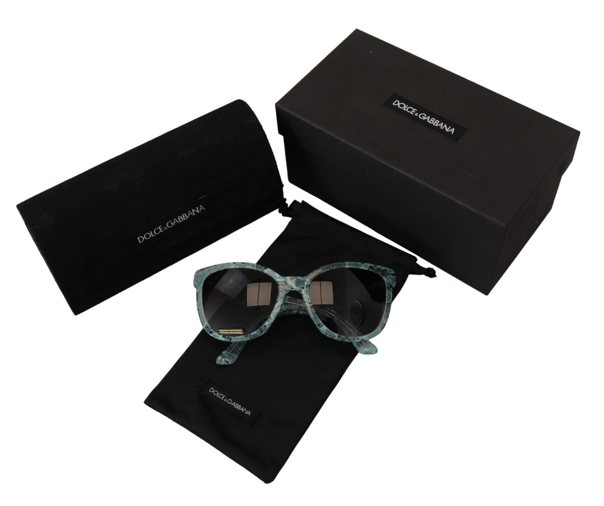 Dolce & Gabbana Elegant Blue Lace-Crystal Sunglasses