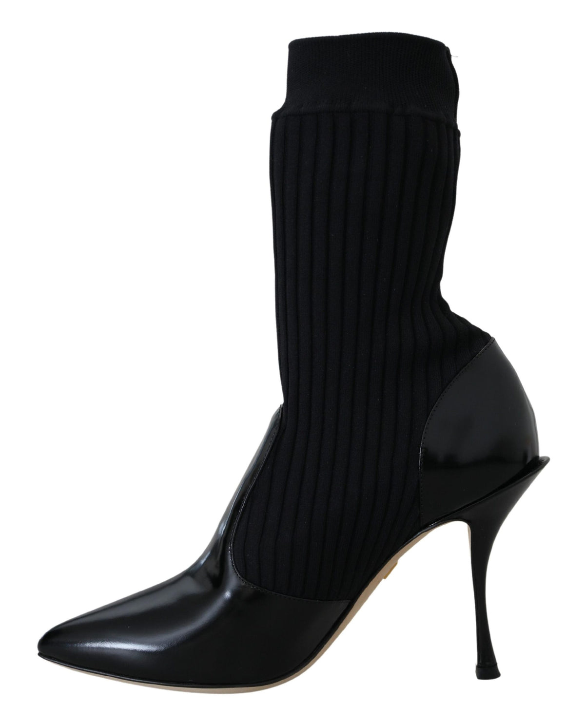 Dolce & Gabbana Elegant Black Leather Calf Socks Boots