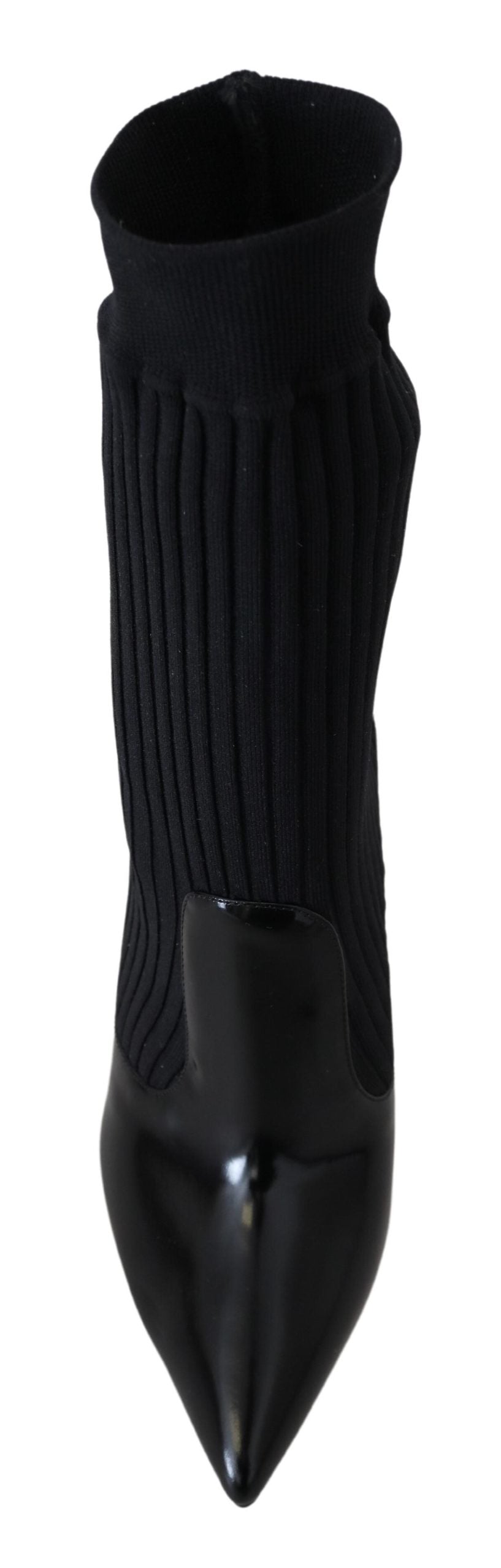 Dolce & Gabbana Elegant Black Leather Calf Socks Boots