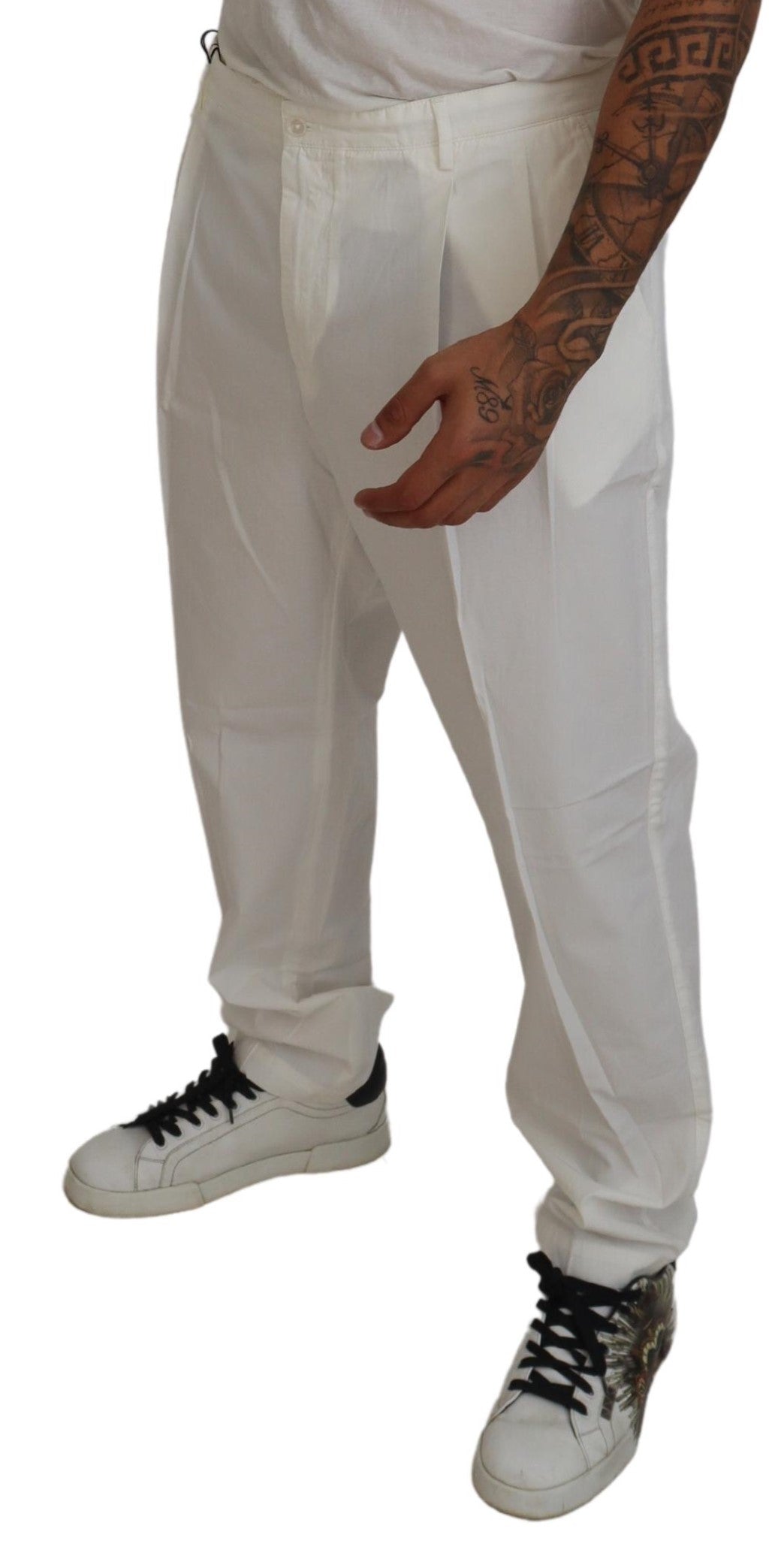 Dolce & Gabbana Elegant White Cotton Chino Dress Pants