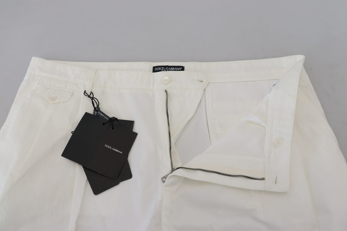 Dolce & Gabbana Elegant White Cotton Chino Dress Pants